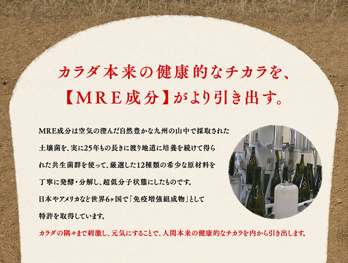カラダ本来の健康的なチカラを、MRE成分がより引き出す