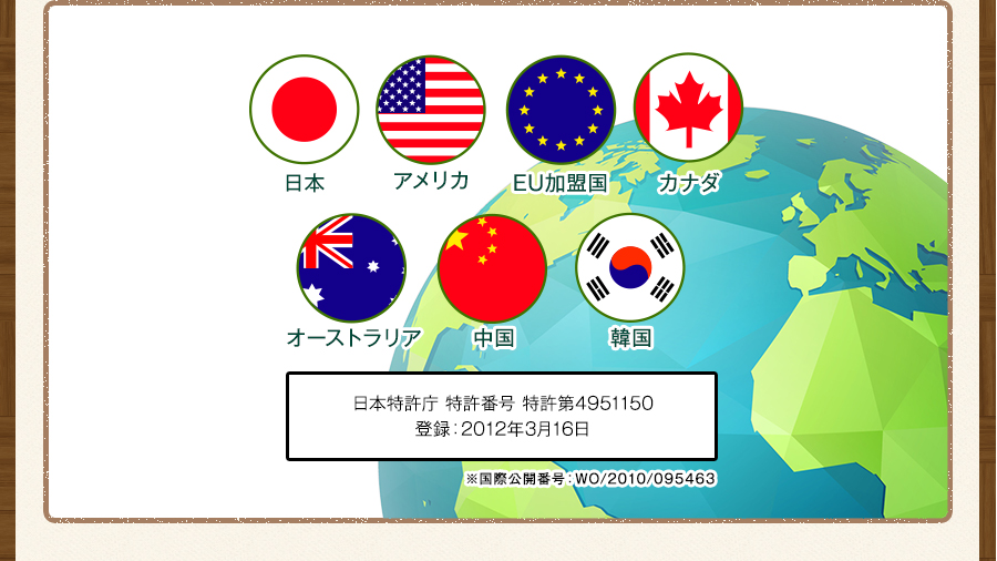 日本特許庁 特許番号 特許第4951150 登録：2012年3月16日 ※国際公開番号：WO/2010/095463